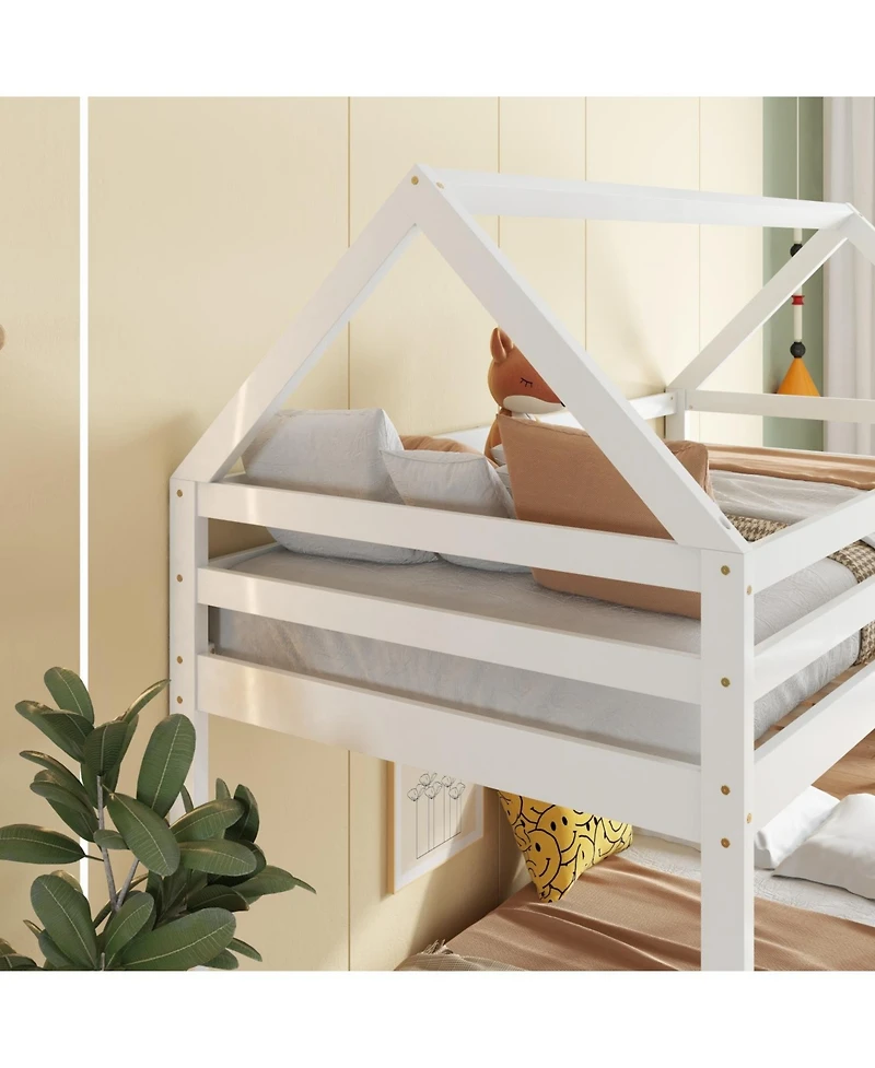 Streamdale Furniture Twin Over Twin Wood House Bunk Bed