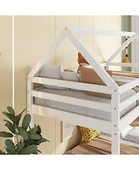 Streamdale Furniture Twin Over Twin Wood House Bunk Bed