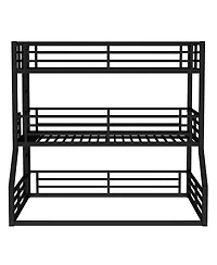 Streamdale Furniture Triple Bunk Bed, Twin/Twin/Full Xl, Metal, Black