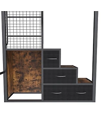 Streamdale Furniture Loft Bed with Desk, Usb, Drawers, Stairs & Storage - Black