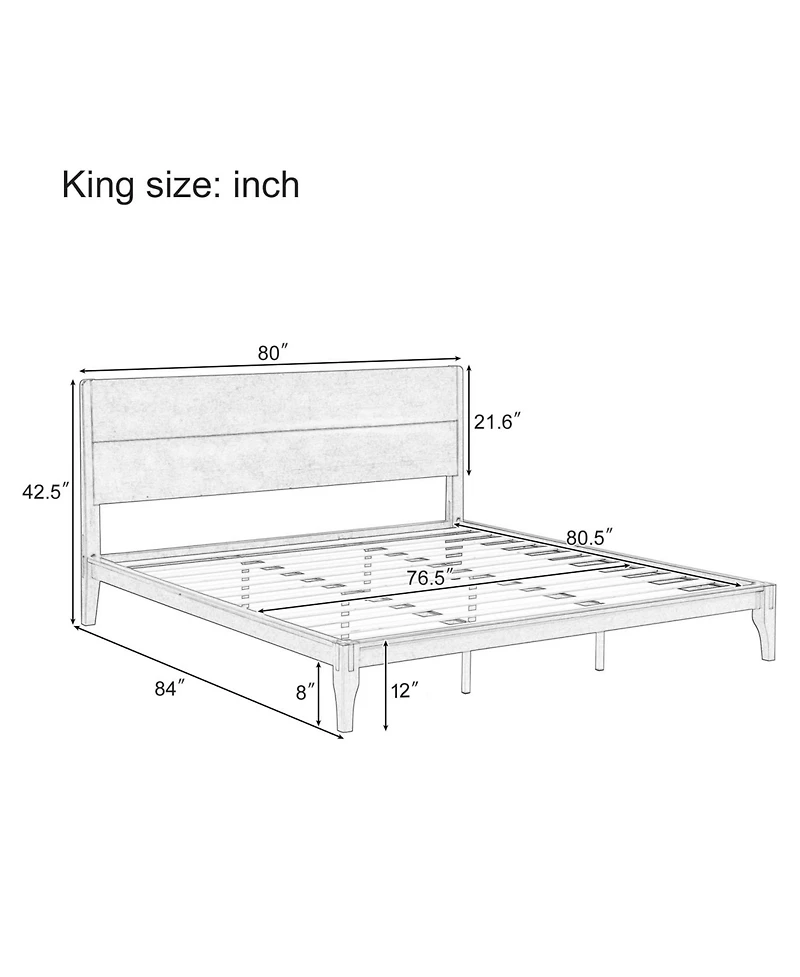 Streamdale King Bamboo Platform Bed - No Box Spring Needed