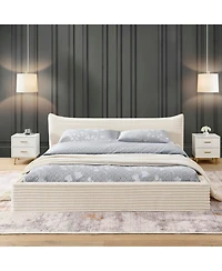 Streamdale Furniture Queen Upholstered Platform Bed Frame - Beige