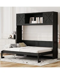 Streamdale Furniture Full Size Murphy Bed with Storage Cabinets, Black