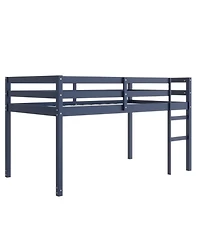 Streamdale Furniture Solid Wood Twin Loft Bed with Ladder - Blue