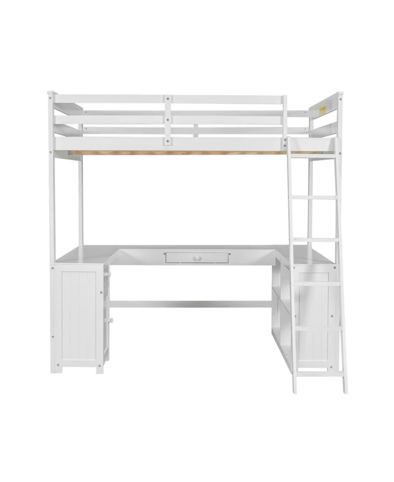 Streamdale Furniture Loft Bed with U-Desk, Drawers & Shelves
