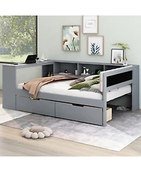 Streamdale Furniture Wood Full Platform Bed with Storage & Charging
