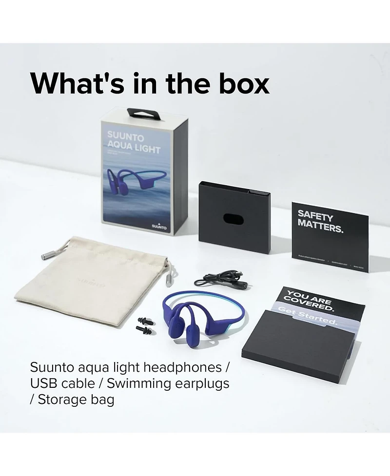 Suunto Aqua Light Waterproof Open-Ear Swimming Bone Conduction Bluetooth Headphones with Built in MP3 Player - Tidal Black