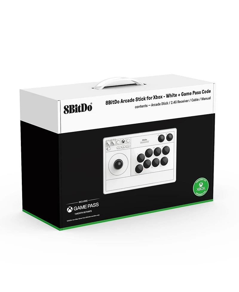 8Bitdo Wireless Arcade Fight Stick for Xbox Series X|S, Xbox One and Windows 10 with 3.5mm Audio Jack - Officially Licensed - White
