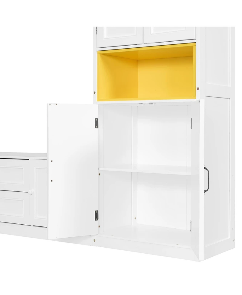 Streamdale Furniture Twin Gray Wooden Murphy Bed with Tv Stand, Drawers & Shelves