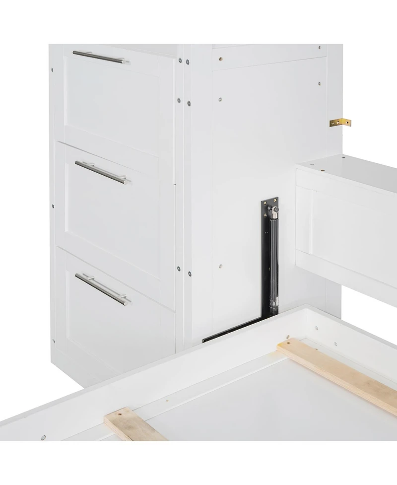 Streamdale Furniture Queen Murphy Bed with Closet, Drawers & Shelves - White