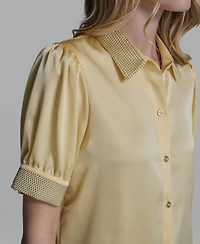 Karl Lagerfeld Paris Women's Beaded Short-Sleeve Top