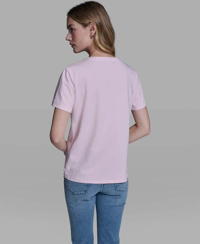 Karl Lagerfeld Paris Women's Rose Trim Knit Crewneck Top