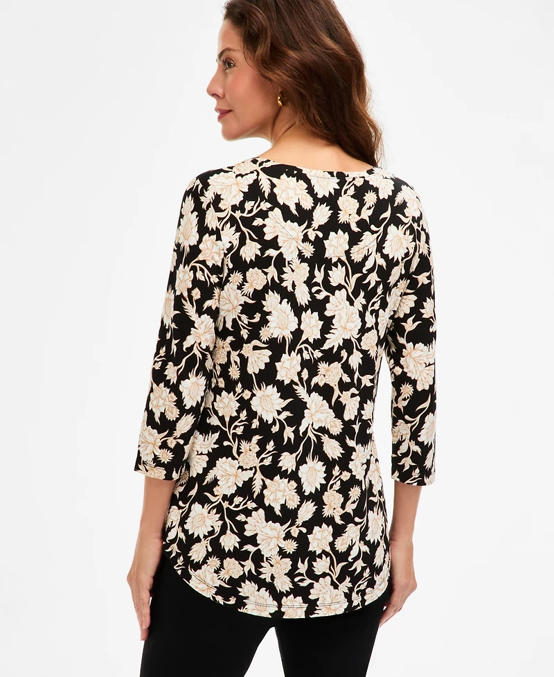 Jm Collection Women's Scoop-Neck 3/4-Sleeve Knit Top, Macy's Exclusive