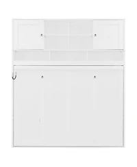 Streamdale Furniture Queen Size Wall Murphy Bed with Ample Storage Space and Chevron Stripes, White