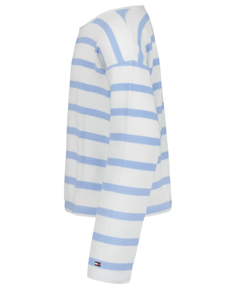 Tommy Hilfiger Girls' 7-16 Waffle Stripe Round Neck T-Shirt