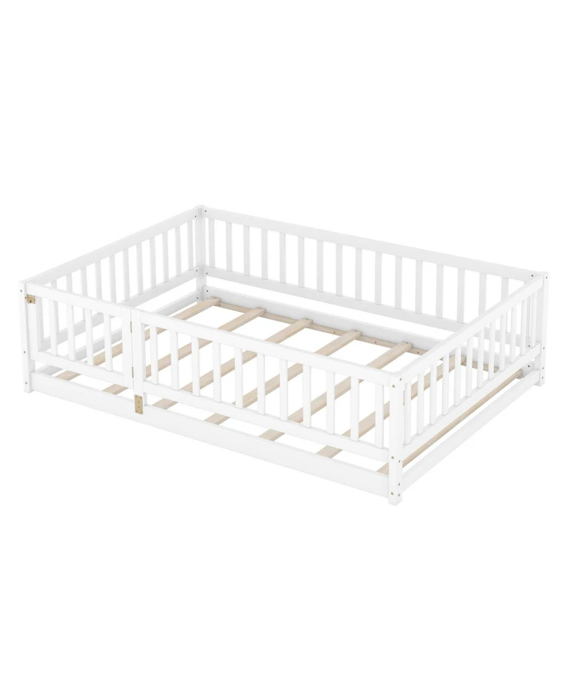 Streamdale Furniture Montessori Floor Bed with Fence & Door
