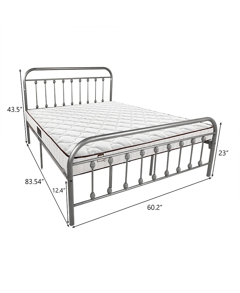 Streamdale Furniture Queen Metal Bed Frame with Vintage Headboard