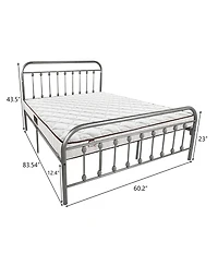 Streamdale Furniture Queen Metal Bed Frame with Vintage Headboard