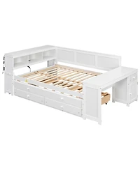Streamdale Furniture Streamdale Full Size Daybed with Storage Drawers Trundle Charging Led Desk