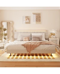 Streamdale Furniture King Floating Bed Frame with Led and Charger