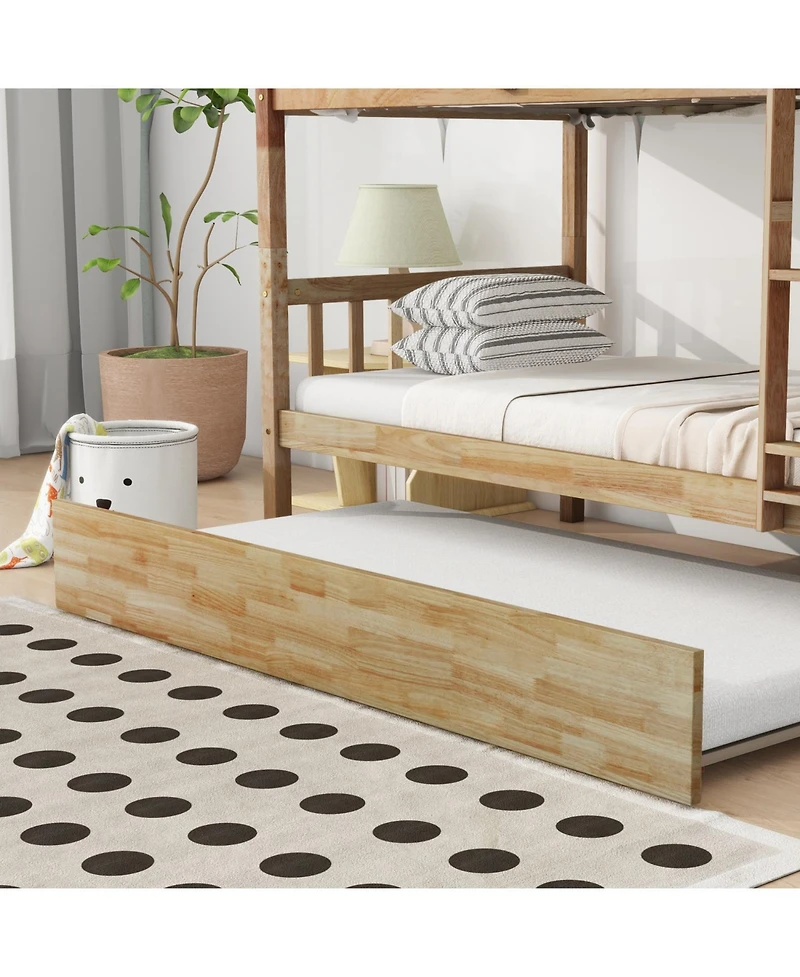 Streamdale Furniture Twin Wood Bunk Bed with Trundle and Convertible Beds