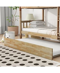 Streamdale Furniture Twin Wood Bunk Bed with Trundle and Convertible Beds