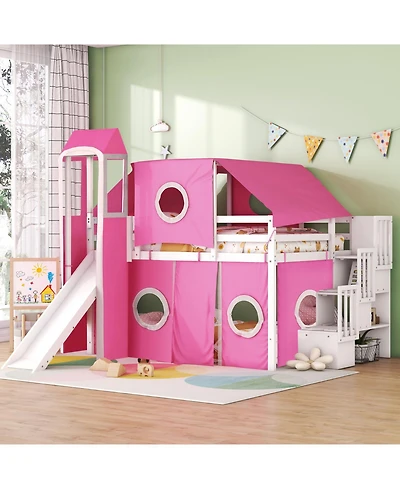 Streamdale Furniture Full Loft Bed with Tent and Tower