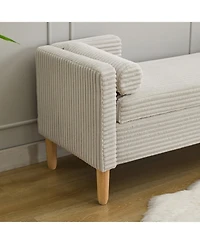 Streamdale Furniture Corduroy Storage Bench w/ Armrests & Pillows