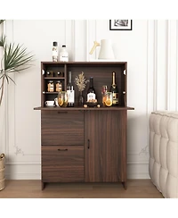 Streamdale Furniture Fold-Up Desk Cabinet with Shelves and Storage