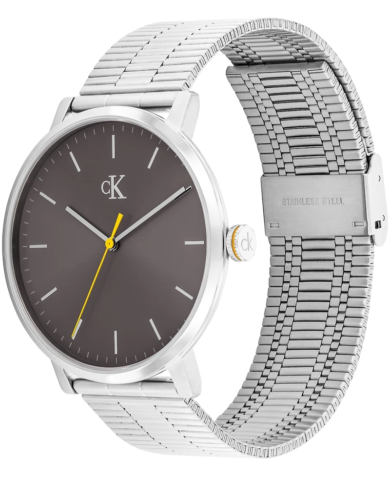 Calvin Klein Men's Real Silver Tone Stainless Steel Mesh Bracelet Watch