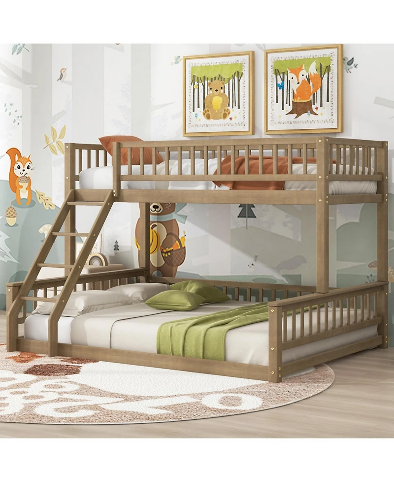 Streamdale Furniture Twin Xl over Queen Bunk Bed with Ladder and Guardrails