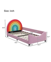 Streamdale Furniture Rainbow Twin Daybed Cute Princess Bed for Kids