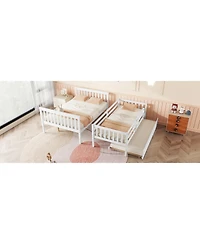 Streamdale Furniture Twin Over Full Bunk Bed with Trundle, Ladder, Guardrail