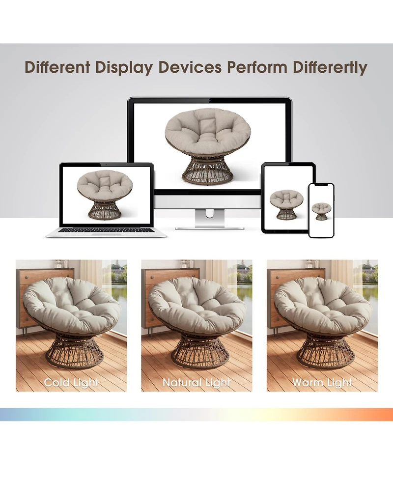 Streamdale Furniture Ergonomic Wicker Chair with Plush Cushion, Durable Cover, Sturdy Frame, Smooth Swivel