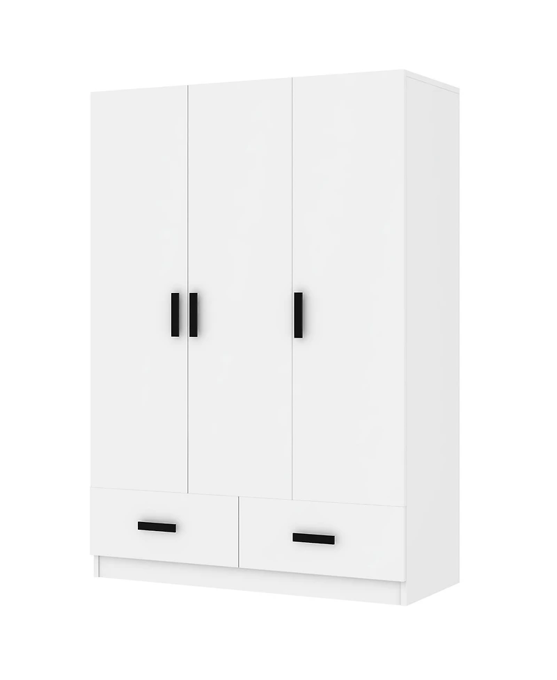 Streamdale Furniture 3 Door Wardrobe Closet with Storage Drawers, Shelves and Hanging Rod