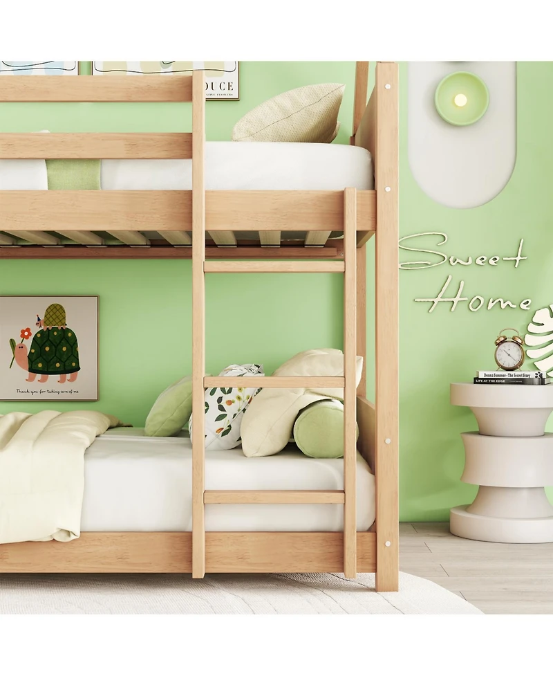 Streamdale Furniture Streamdale Twin Over Twin Bunk Bed with Headboards and Safety Guardrails
