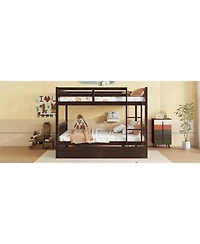 Streamdale Full-Size Bunk Bed with Drawers, Convertible to 2 Full Beds