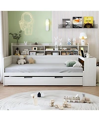 Streamdale FurnitureMultifunctional Wooden Twin Daybed with Storage, Trundle, and Desk