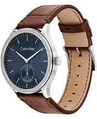 Calvin Klein Men's Tailored Brown Leather Strap Watch, 42mm