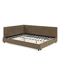 Streamdale Furniture Queen Upholstered Tufted Bed Frame with Backrest and Armrests