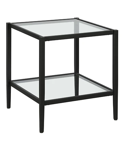 Hudson & Canal Hera 20" Wide Square Side Table with Glass Shelf