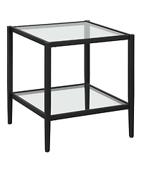Hudson & Canal Hera 20" Wide Square Side Table with Glass Shelf