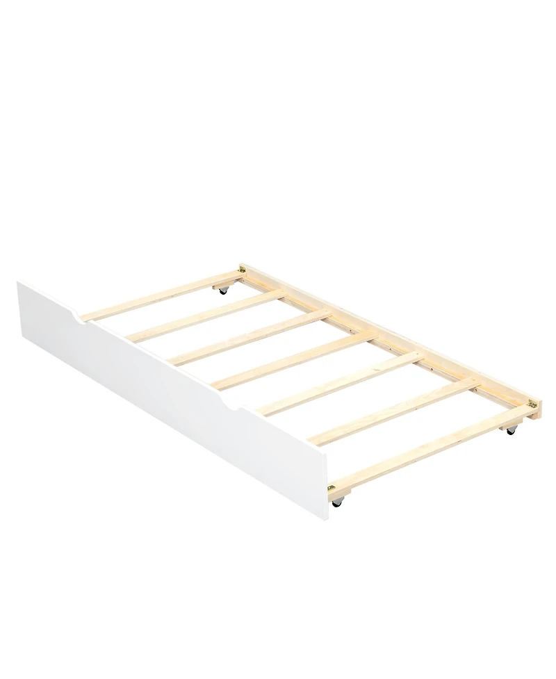 Streamdale Furniture Twin Size Wood Daybed with Storage Shelves, Usb and Trundle