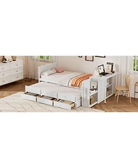 Streamdale Furniture Twin Platform Bed with Desk, Trundle, Shelf, and Drawers
