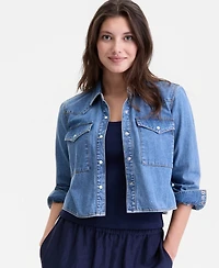 On 34th Women's Cropped Denim Western Shirt, Macy's Exclusive