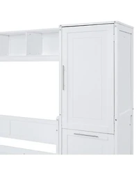 Streamdale Furniture Full Size Murphy Bed Wall Bed with Closet and Drawers,White