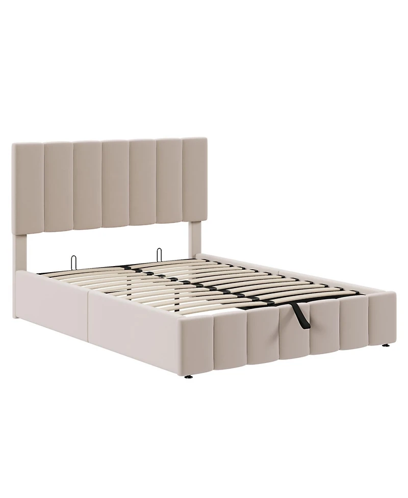 Streamdale Furniture Full Upholstered Platform bed with a Hydraulic Storage System
