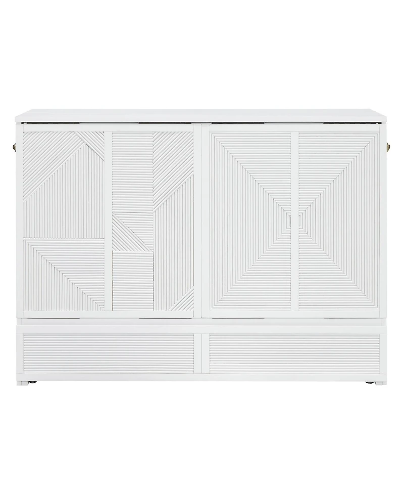 Streamdale Furniture Full Size Murphy Bed with Large Drawer,Usb Ports and Outlets,White