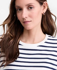 On 34th Women's Striped Bubble-Hem T-Shirt, Macy's Exclusive