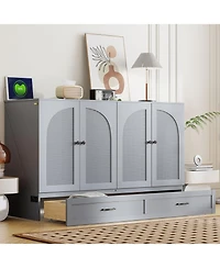 Streamdale Furniture Queen Size Murphy Bed with Large Drawers, Gray